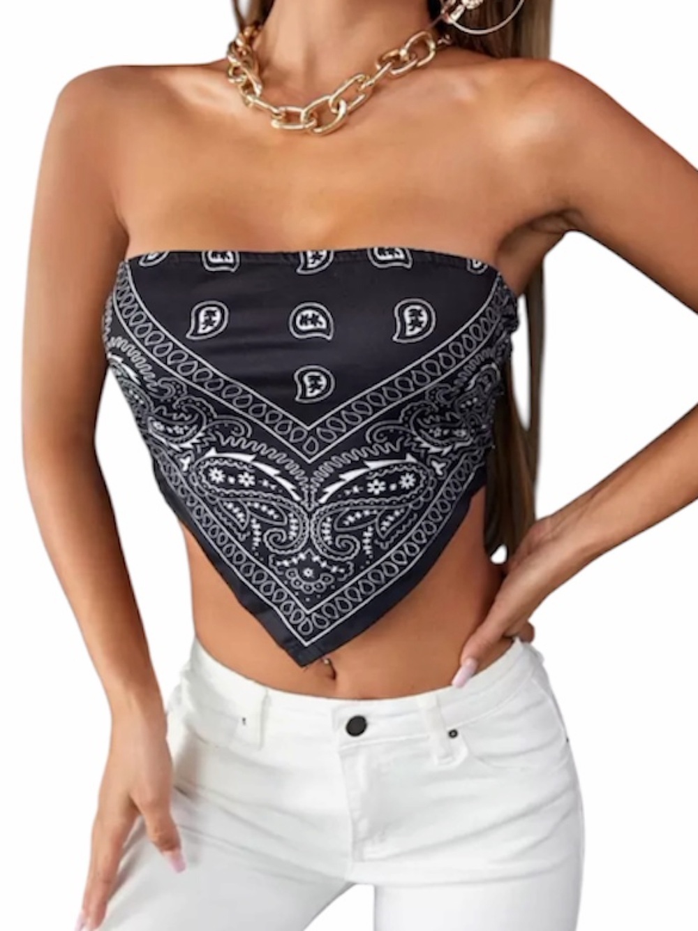 Paisley Bandana Tube Crop Top